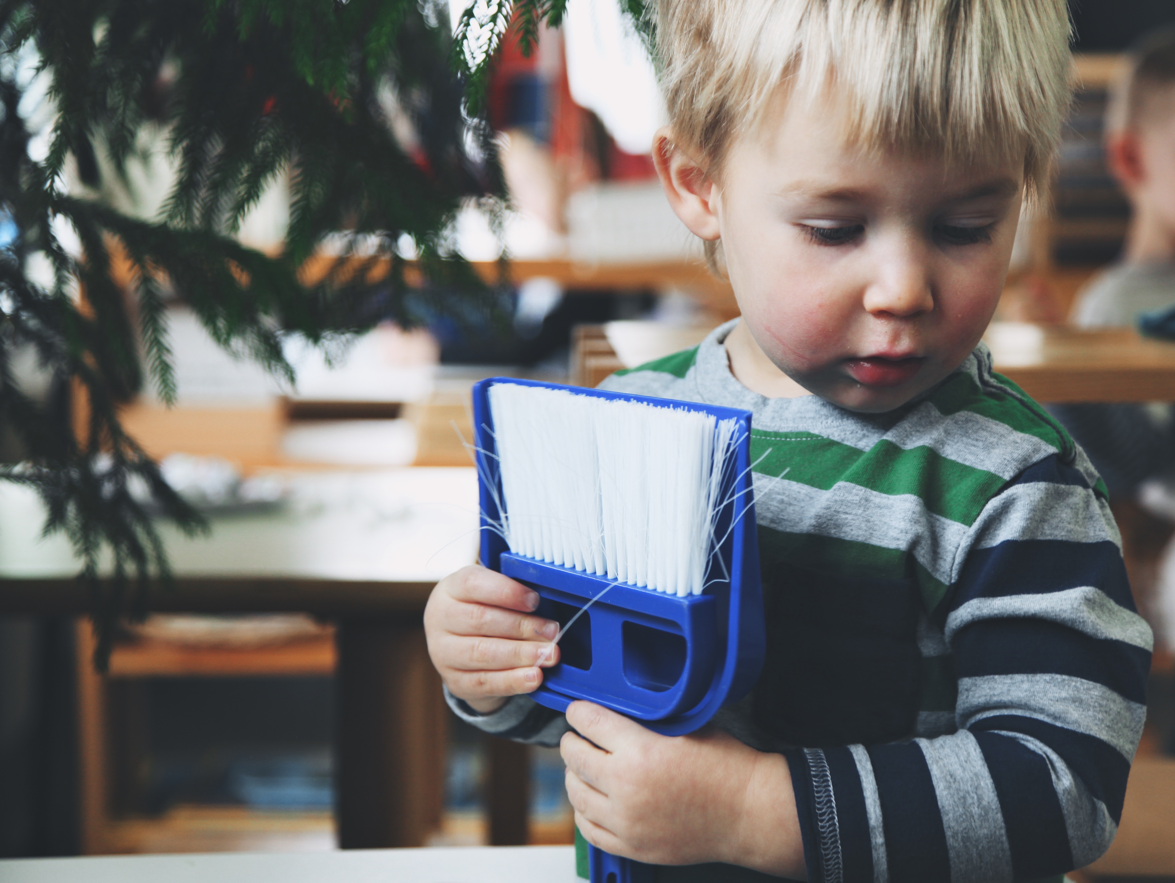 montessori child sweeping practical life